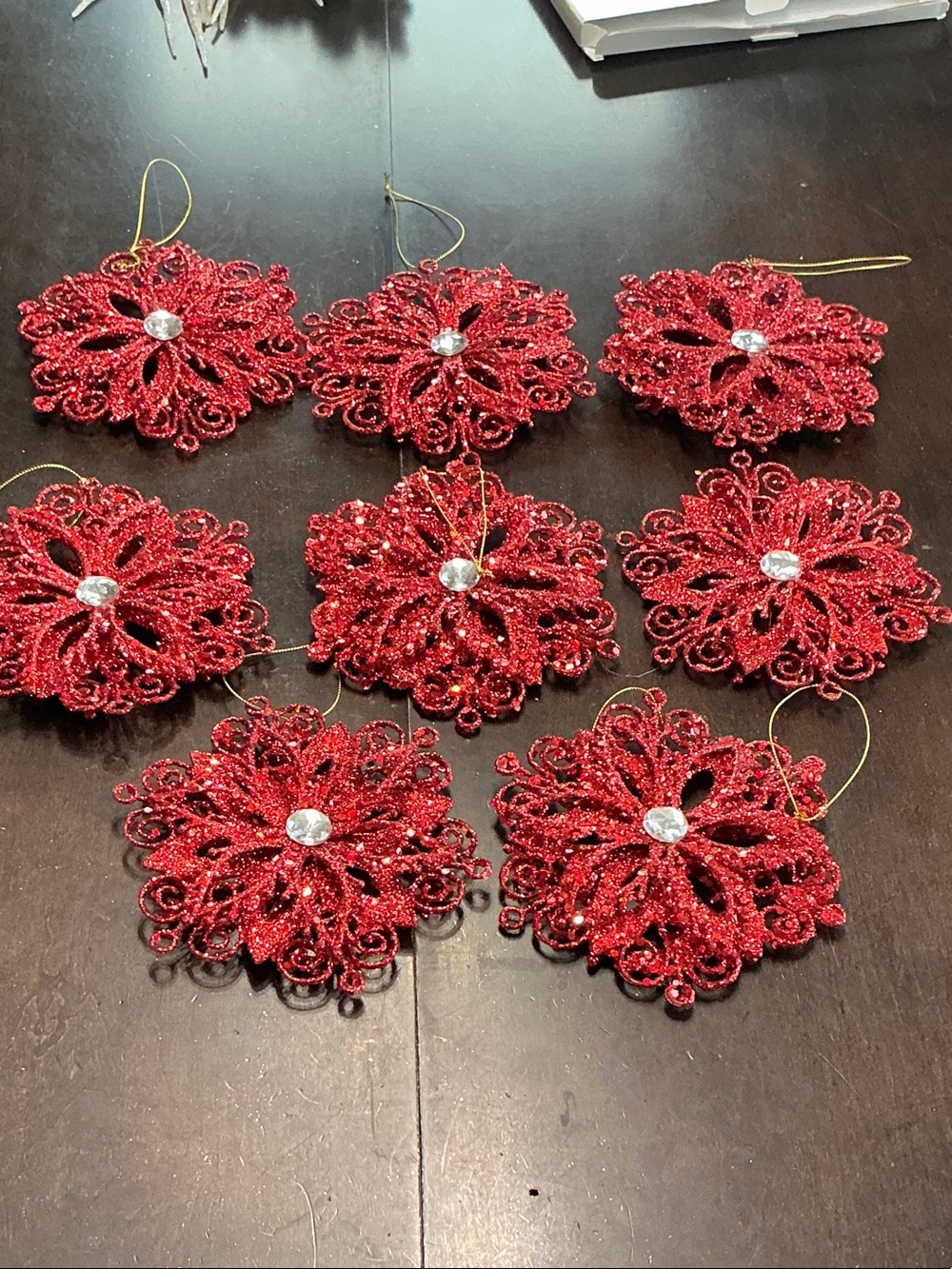 Red Glitter Hanging Ornaments - Decorative Home Accents